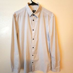 H& M white polka dots longsleeve for men